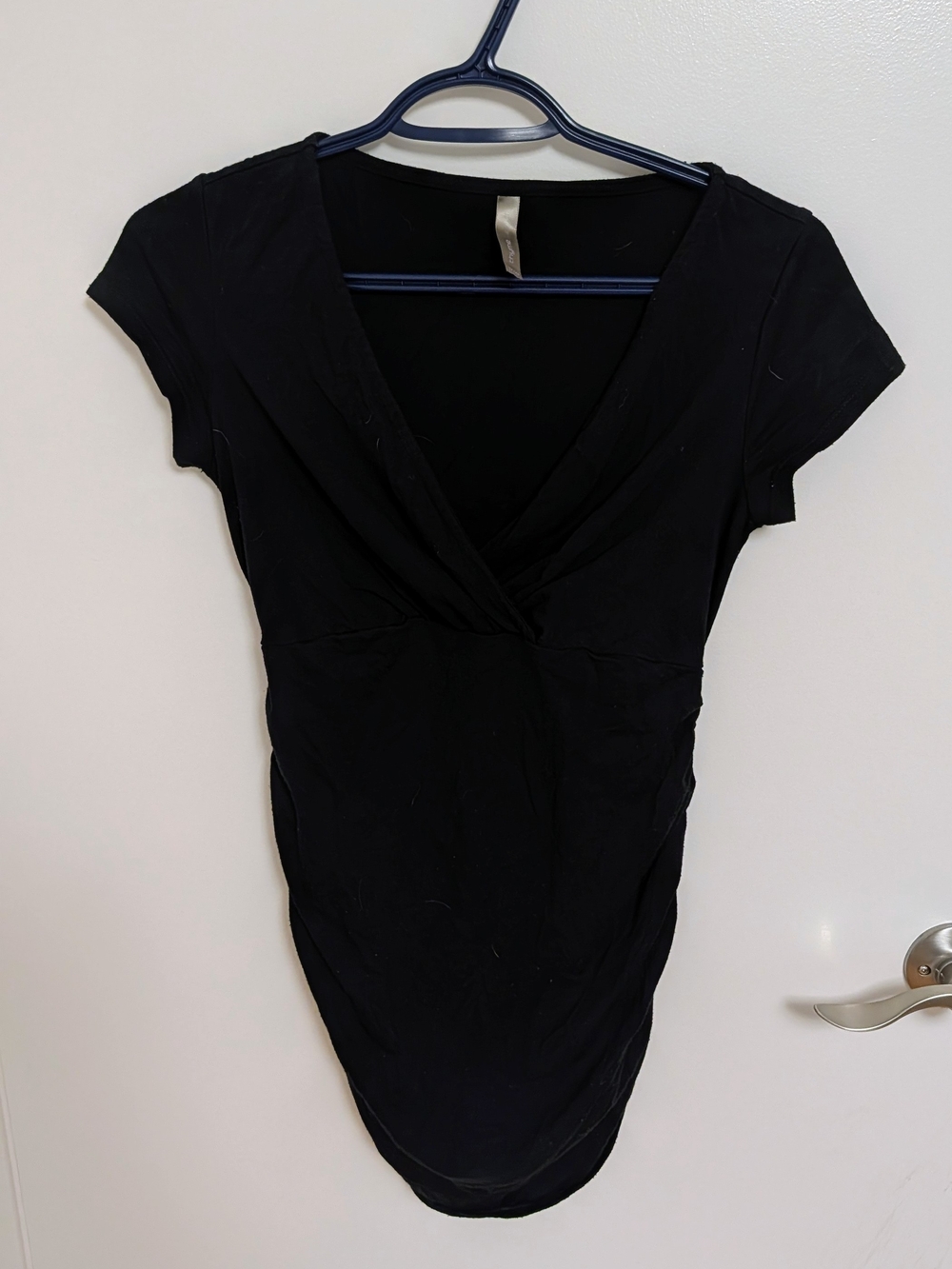 Black Ruched Maternity Top - Women's Small